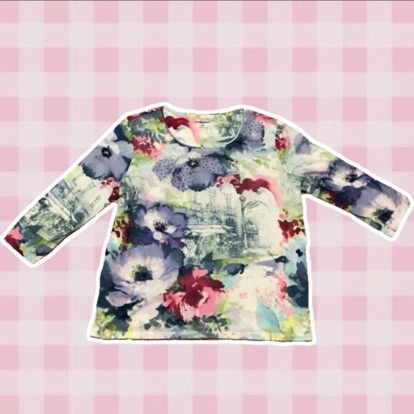 Allison Daley Pastel Y2K Fairycore Artsy Artist 3/4 Sleeve Blouse Size Petite M - Picture 1 of 11
